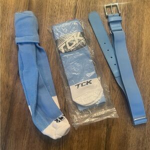 TCK Athletic Softball Socks and Belt in Cardinal Blue - M Medium